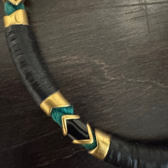 Chic Black and Gold Necklace with Teal Accents - Picture 5 of 5